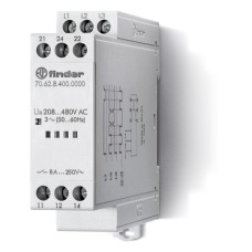 70.62.8.400.0000 phase control relay, 208-480V AC (50/60 Hz), 2CO, 8А, Finder