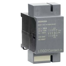6ED1057-4CA00-0AA0 LOGO! contact 24 Switching module for direct switching of resistive loads up to 20 A and motors up to 4 kW, 24 V DC, 3 NO contacts+1 NC EAN: 4025515050742