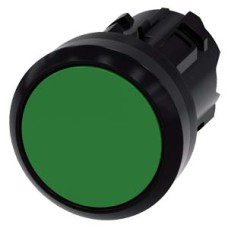 3SU1000-0AA40-0AA0 Pushbutton, 22 mm, round, plastic, green, pushbutton, flat, latching, Push-to-release mechanism