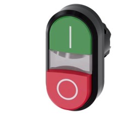 3SU1000-3BB42-0AK0 Twin pushbutton, 22 mm, round, plastic, green: I, red: O, pushbuttons, flat and raised 3SU1000-3BB42-0AK0 Twin pushbutton, 22 mm, round, plastic, green: I, red: O, pushbuttons, flat and raised