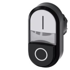 3SU1000-3BB61-0AK0 Twin pushbutton, 22 mm, round, plastic, white: I, Black: O, pushbuttons, flat and raised