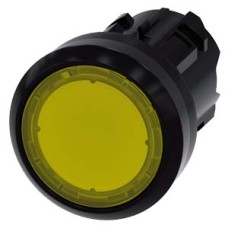 3SU1001-0AA30-0AA0 Illuminated pushbutton, 22 mm, round, plastic, yellow, pushbutton, flat, latching, Push-to-release mechanism