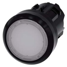 3SU1001-0AA60-0AA0 Illuminated pushbutton, 22 mm, round, plastic, white, pushbutton, flat, latching, Push-to-release mechanism