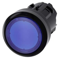 3SU1001-0AB50-0AA0 Illuminated pushbutton, 22 mm, round, plastic, blue, pushbutton, flat momentary contact type