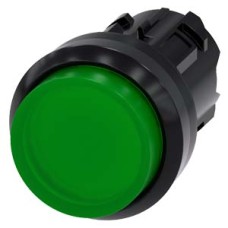 3SU1001-0BB40-0AA0 Illuminated pushbutton, 22 mm, round, plastic, green, pushbutton, raised momentary contact type