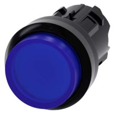3SU1001-0BB50-0AA0 Illuminated pushbutton, 22 mm, round, plastic, blue, pushbutton, raised momentary contact type