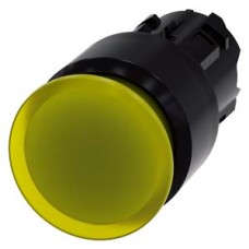 3SU1001-1AA30-0AA0 Illuminated mushroom pushbutton, 22 mm, round, plastic, yellow, 30 mm, latching, Pull-to-unlatch mechanism
