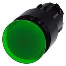 3SU1001-1AA40-0AA0 Illuminated mushroom pushbutton, 22 mm, round, plastic, green, 30 mm, latching, Pull-to-unlatch mechanism