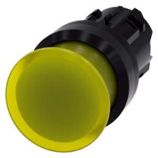 3SU1001-1AD30-0AA0 Illuminated mushroom pushbutton, 22 mm, round, plastic, yellow, 30 mm, momentary contact type