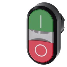 3SU1001-3AB42-0AK0 Illuminated twin pushbutton, 22 mm, round, plastic, green: I, red: O, pushbuttons, flat 3SU1001-3AB42-0AK0 Illuminated twin pushbutton, 22 mm, round, plastic, green: I, red: O, pushbuttons, flat