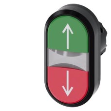 3SU1001-3AB42-0AN0 Illuminated twin pushbutton, 22 mm, round, plastic, green: arrow pointing up, red: arrow pointing down, pushbuttons, flat 3SU1001-3AB42-0AN0 Illuminated twin pushbutton, 22 mm, round, plastic, green: arrow pointing up, red: arrow pointing down, pushbuttons, flat
