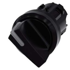 3SU1002-2BC10-0AA0 Illuminable selector switch, 22 mm, round, plastic, black, Selector switch short, 2 switch positions O<I