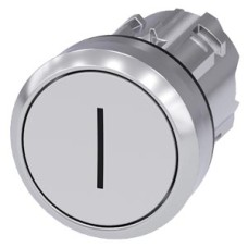 3SU1050-0AB60-0AC0 Pushbutton, 22 mm, round, metal, shiny, white, inscription: I, pushbutton, flat momentary contact type