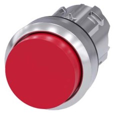 3SU1050-0BA20-0AA0 Pushbutton, 22 mm, round, metal, shiny, red, pushbutton, raised, latching, Push-to-release mechanism