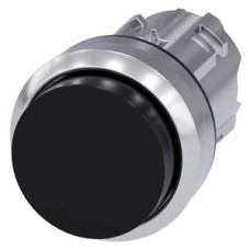 3SU1050-0BB10-0AA0 Pushbutton, 22 mm, round, metal, shiny, black, pushbutton, raised momentary contact type