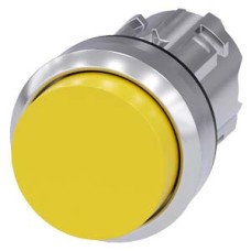 3SU1050-0BB30-0AA0 Pushbutton, 22 mm, round, metal, shiny, yellow, pushbutton, raised momentary contact type
