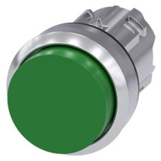3SU1050-0BB40-0AA0 Pushbutton, 22 mm, round, metal, shiny, green, pushbutton, raised momentary contact type