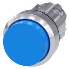 3SU1050-0BB50-0AA0 Pushbutton, 22 mm, round, metal, shiny, blue, pushbutton, raised momentary contact type