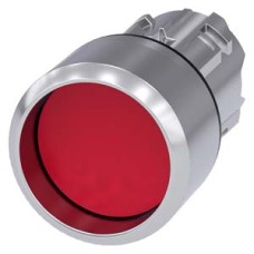 3SU1050-0CB20-0AA0 Pushbutton, 22 mm, round, metal, shiny, red, Front ring, raised, momentary contact type