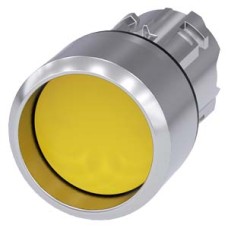 3SU1050-0CB30-0AA0 Pushbutton, 22 mm, round, metal, shiny, yellow, Front ring, raised, momentary contact type