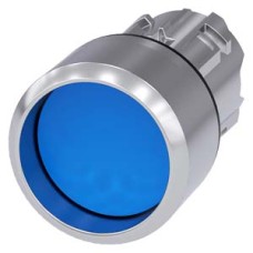 3SU1050-0CB50-0AA0 Pushbutton, 22 mm, round, metal, shiny, blue, Front ring, raised, momentary contact type