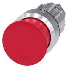 3SU1050-1AD20-0AA0 Mushroom pushbutton, 22 mm, round, metal, shiny, red, 30 mm, momentary contact type