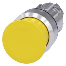 3SU1050-1AD30-0AA0 Mushroom pushbutton, 22 mm, round, metal, shiny, yellow, 30 mm, momentary contact type