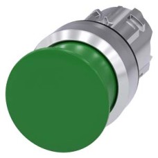 3SU1050-1AD40-0AA0 Mushroom pushbutton, 22 mm, round, metal, shiny, green, 30 mm, momentary contact type
