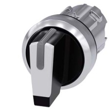 3SU1052-2BN60-0AA0 Selector switch, illuminable, 22 mm, round, metal, shiny, white, selector switch, short, 3 switch positions I-O<II, left latching, right momentary contact type