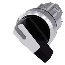 3SU1052-2CC60-0AA0 Galvutė jungiklio su pašvietimu O<I, metalinė, balta, atstatymas iš centro į kairę, prailginta rankenėlė  