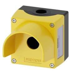 3SU1851-0AA00-0AC2 Enclosure for command devices, 22 mm, round, Enclosure material metal, Enclosure top part yellow, with protective collar, 1 control point, without equipment, floor mounting