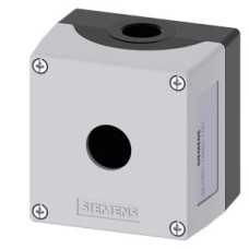 3SU1851-1AA00-1AA1 Enclosure for 4 position knob, coordinate, ID key-operated switches and sensor switches, 22 mm, round, Enclosure material metal, enclosure top part gray, 1 control point metal, without equipment, only for front plate mounting
