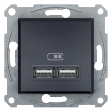 EPH2700271 Asfora USB kroviklis 5V DC typ. A, max. 2.1A, be rėmelio, antracito