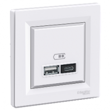 EPH2700321 Asfora - double USB charger type A + C, max 2.4 A - white