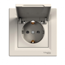 EPH3100123 Asfora - single socket outlet with side earth - 16A lid cream