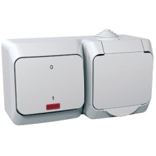 WDE000503 Cedar Plus - single socket outlet sideE+2pole sw - 16A(X), locator light, white