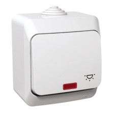 WDE000516 Cedar Plus - 1pole pushbutton - 16A, locator light, light symbol, white