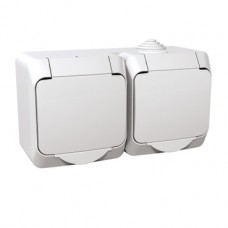 WDE000523 Cedar Plus - double socket-outlet sideE - 16A, shutters, white 