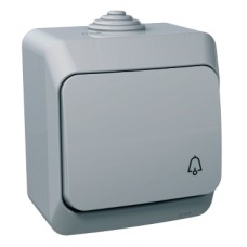 WDE000612 Cedar Plus - 1pole pushbutton - 16A, bell symbol, grey