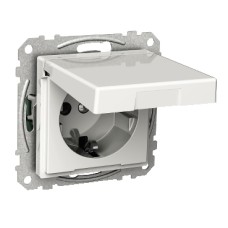 WDE002577 Socket-outlet, Exxact, mechanism with fixing frame, 2P + E, 16A, Schuko, with shutter, screwless terminals white