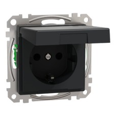 WDE003177 Lizdas p/t SCHUKO su dangteliu IP20, be rėmelio, su apsauga nuo vaikų, antracito spalvos, Exxact
