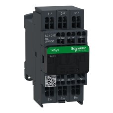 LC1D123BL TeSys D kontaktorius 3P, 5,5kW, vald. ritė 24V DC, pap. kont. 1NO+1NC, spyruokliniai gnybtai