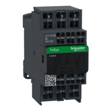 LC1D183BL TeSys D kontaktorius 3P, 7,5kW, vald. ritė 24V DC, pap. kont. 1NO+1NC, spyruokliniai gnybtai