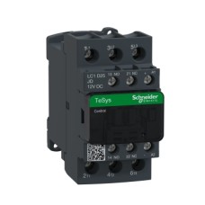 LC1D25JD IEC contactor, TeSys Deca, nonreversing, 25A, 15HP at 480VAC, up to 100kA SCCR, 3 phase, 3 NO, 12VDC coil, open style