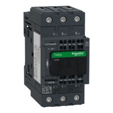 LC1D40A3BD IEC contactor, TeSys Deca, nonreversing, 40A, 30HP at 480VAC, 3 phase, 3 pole, 3 NO, 24VDC coil, open style