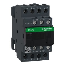 LC1DT25B7 IEC contactor, TeSys Deca, nonreversing, 25A resistive, 4 pole, 4 NO, 24VAC 50/60Hz coil, open style
