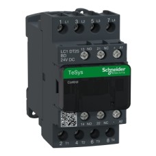 LC1DT25BD IEC contactor, TeSys Deca, nonreversing, 25A resistive, 4 pole, 4 NO, 24VDC coil, open style