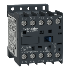 LC1K0601B7 Contactor, TeSys K, 3P, AC-3/AC-3e,440V 6A, aux. 1NC, 24V AC coil