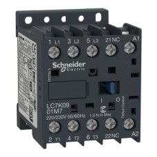 LC7K0901M7 Contactor, TeSys K, 3P, AC-3, lt or eq to 440V 9A, 1 NC aux., 220 to 230VAC coil