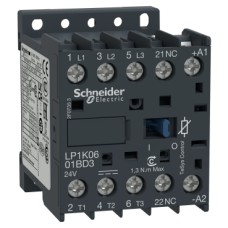 LP1K0601BD3 Contactor, TeSys K, 3P, AC-3, lt or eq to 440V, 6A, 1 NC aux, 24VDC coil